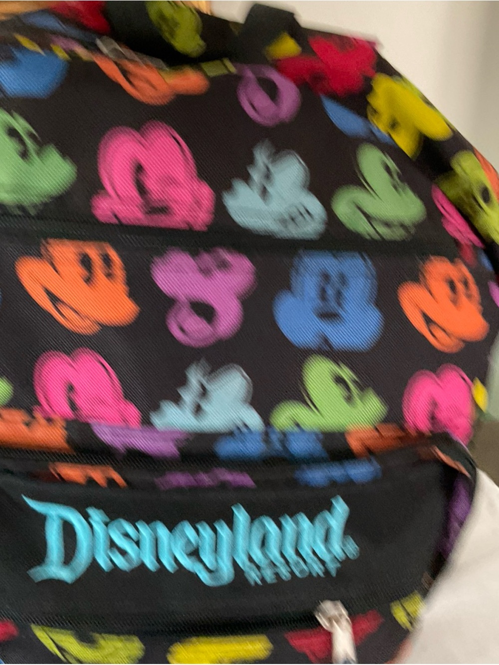 Disneyland Resort Mickey Mouse Faces Backpack Rainbow Embroidered Multicolor Zip - Picture 5 of 12